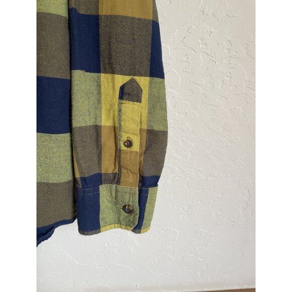 Oakley Size Medium Yellow Black Plaid Button Up Long Sleeve Collared Shirt 100% - Picture 4 of 8